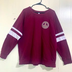 OLD NAVY Old Navy Burgundy Relaxed Peace Graphic Sweatshirt Sweater Size XXL.